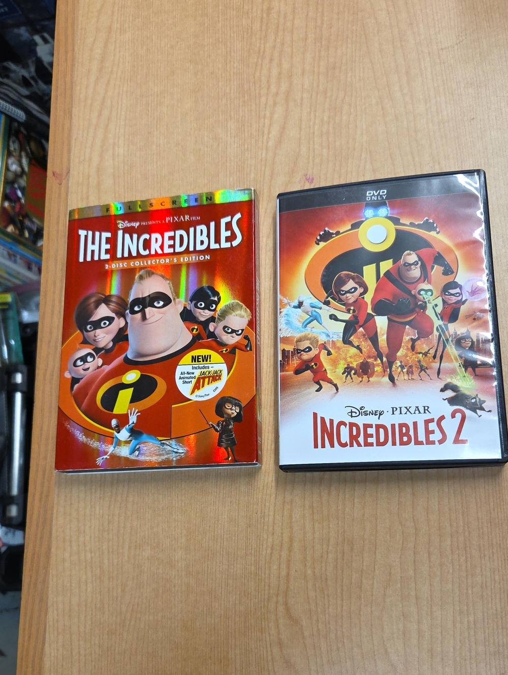 Disney Pixar's The Incredibles and The Incredibles 2 set on DVD.